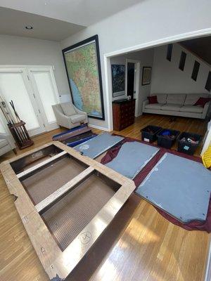 dissembled pool table