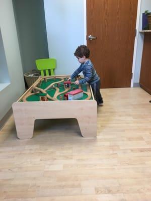 Train table keeps little ones busy in the waiting room