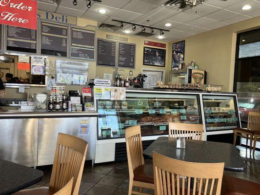 View of the deli counter from our table. The menu is huge!