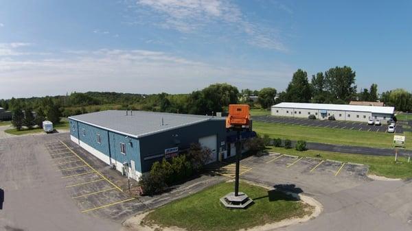 An aerial photo of our shop