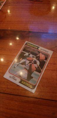 Historic baseball cards at the bar