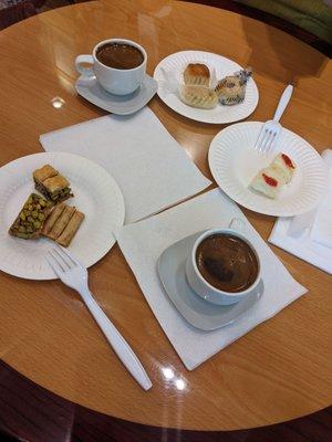 Some Turkish coffee and pastries