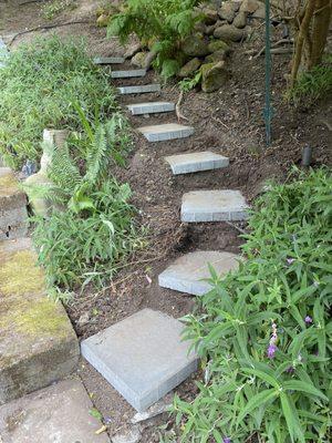 Steps Bert installed down to our patio.