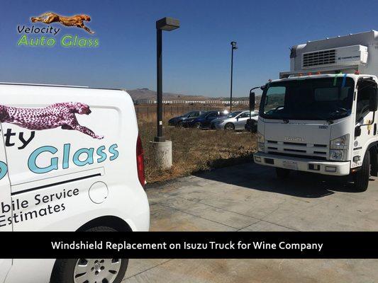 Windshield Replacement on Isuzu Truck for Wine Company