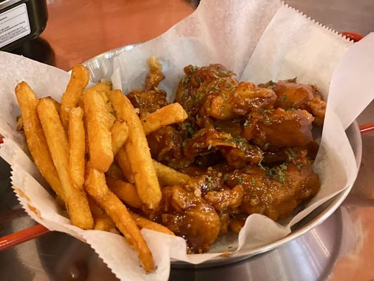 Fried Sweet Potato with Kong Chicken Wings French Fries