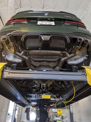 Love the color combo, frozen deep green metallic. Unique 2022 BMW M5 Competition Sport upgrading the exhaust system