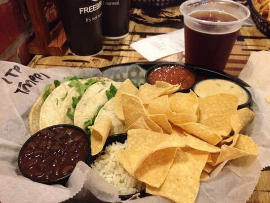 The carnita dinner, extra cilantro. Reliably tasty made better by the cold Shiner draft.