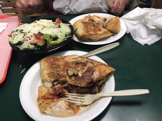 Calzone and garden salad