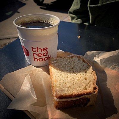 small coffee and ginger-maple bread.