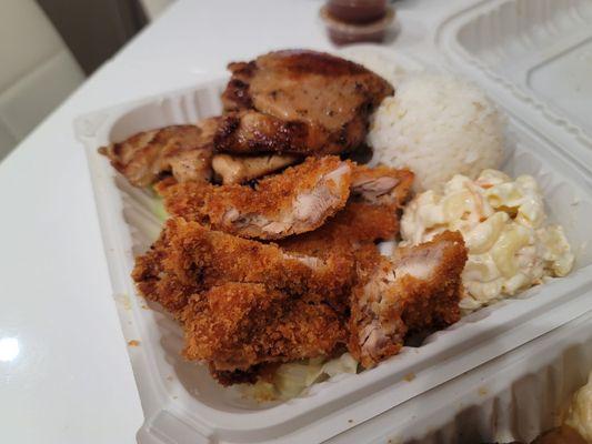 Chicken Katsu and BBQ Chicken Combo Plate