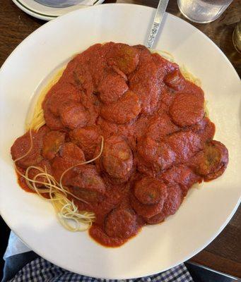 Angel Hair pasta with sausage