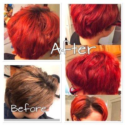 Hair before and after coloring