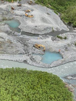 Flying over a gold operation