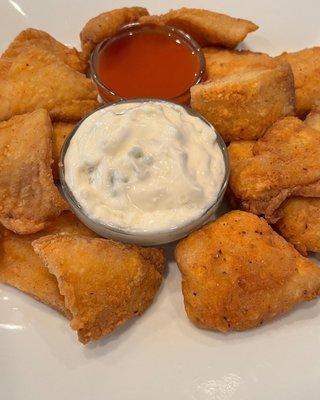 Homemade Fish Nuggets, with tartar/hot sauce