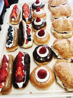 whip cream custard filled bars with fresh strawberries!