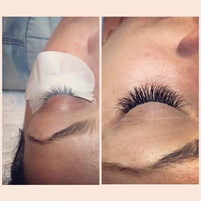 Before and After Eyelash Extensions.