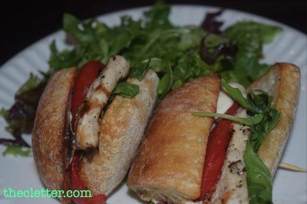 grilled chicken sandwich the sweet roasted red pepper and savory fresh mozzarella