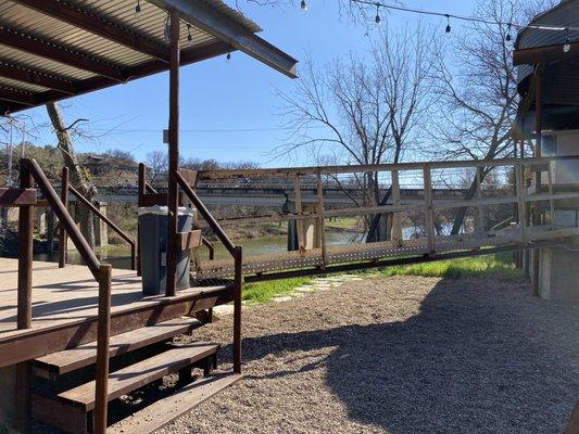 Outdoor seating boasts river views and sunshine