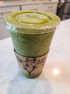 Green dragon: mango, green apple, pineapple, kale, & cayenne blended with greens plus.