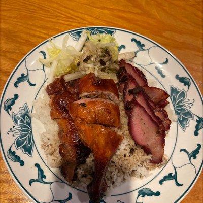 BBQ Pork and Roast Duck Lunch Plate