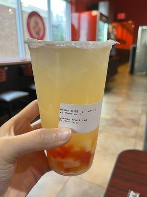 lychee fruit tea with rainbow jelly