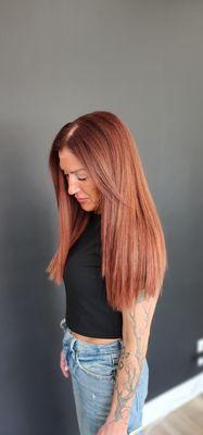 Melty copper red with two 3 rows of IBE (Invisible Bead Extensions)