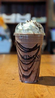 Frozen Hot Chocolate with whip cream and drizzle