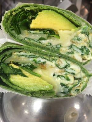 healthy options too! Spinach, egg white, mozzerella, and avocado breakfast wrap