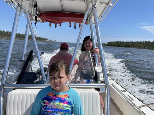 Watching Captain Jason drive the boat.