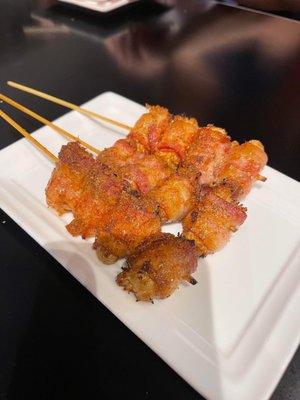 Bacon mushroom skewer