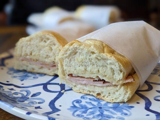 Ham and cheese baguette