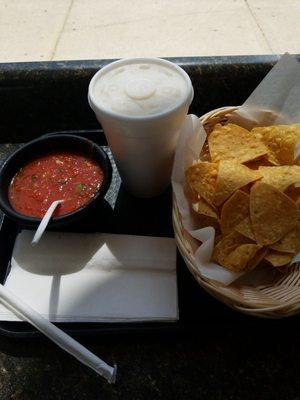 Complimentary chips and salsa while you wait for your order.