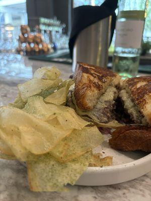 Lamb Burger w/ Yuca Chips