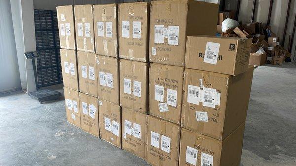 Our customers products ready for shipping.