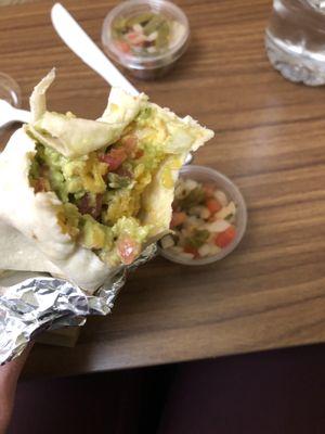 Vegetarian burrito and salsa