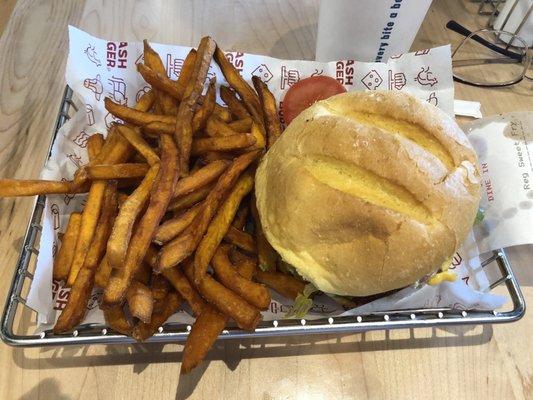 Single Smashburger and SWEET POTATO FRIES