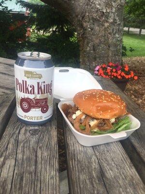 Blue Cheese Burger & Polka King by Door County Brewing