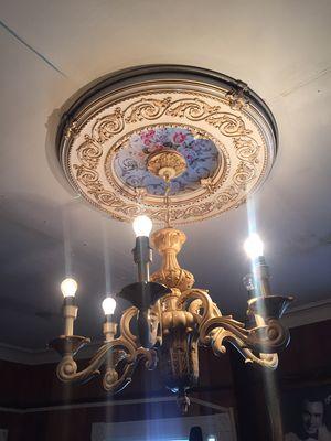 Decrorative 1800's Chandelier with ornate medallion