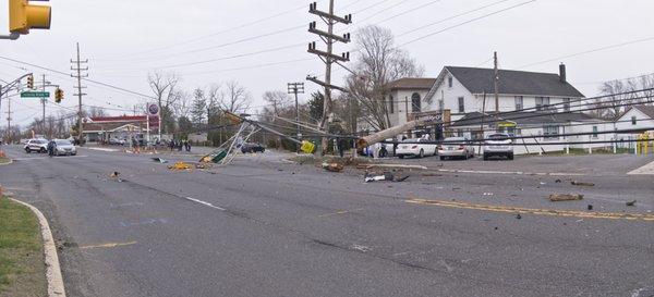 Crash in front of Quick Chek today... 04-09. Store lost power.