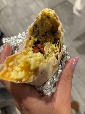 Mushroom breakfast burrito