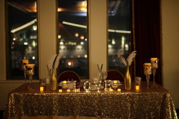 Sweetheart table, Carnival ship in the background :)