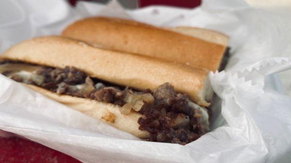 Pretty small and underwhelming for a $15 cheesesteak.