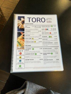 Restaurant menu... not your average sushi spot it's a lovely restaurant with all your favorites and more.