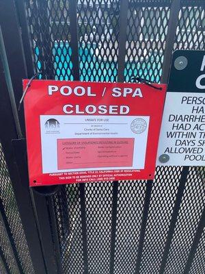 Pool closure by health department