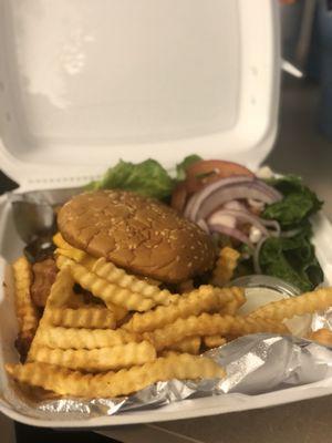 1/2 lb burger with extra crispy fries!