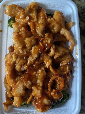 Orange chicken upgraded to "premium white meat"