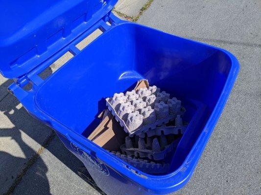 For two recycling collections in a row, at least one bin remains partially full.  I was able to easily move the contents by hand.