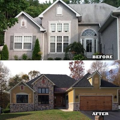 Great Before and After Picture - Stucco to James Hardie