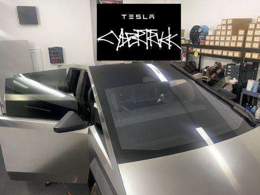 Tesla Cybertruck with a custom Dub iR tint install.