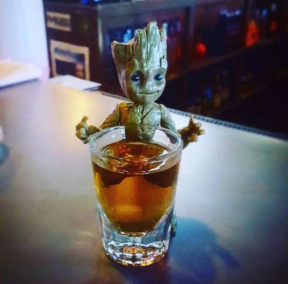 Baby Groot came by to have a drink!